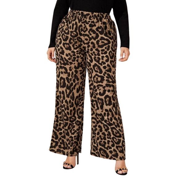SHEIN Pants - SHEIN High-Waisted Elastic Waist Leopard Print Palazzo Pants #A0323 TRB2